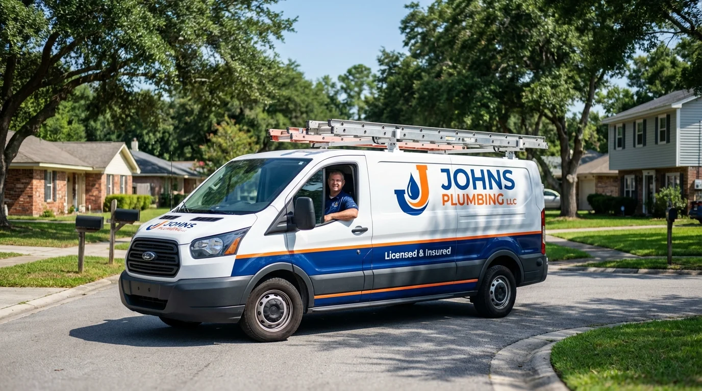 Johns Plumbing LLC service van in Monmouth Junction, NJ