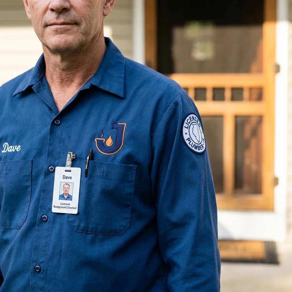 Licensed plumber showing ID badge in Monmouth Junction, NJ
