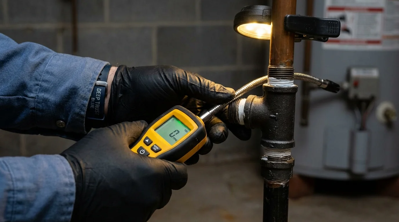 Gas leak detection with electronic sniffer by Johns Plumbing LLC in Monmouth Junction